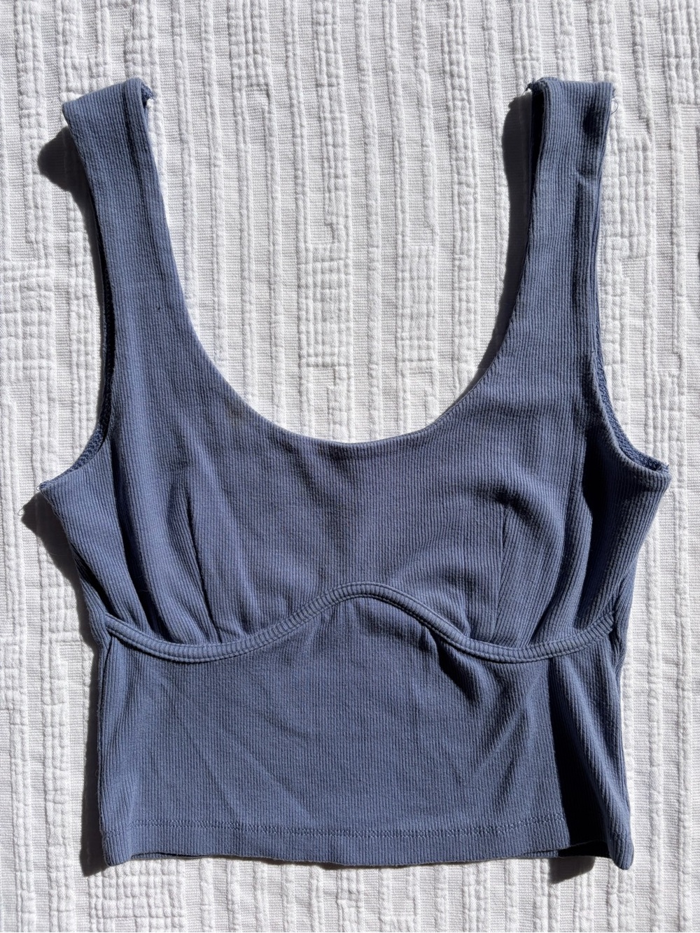 Dynamite Women's Ribbed Scoop Crop Tank Top - Slate Blue